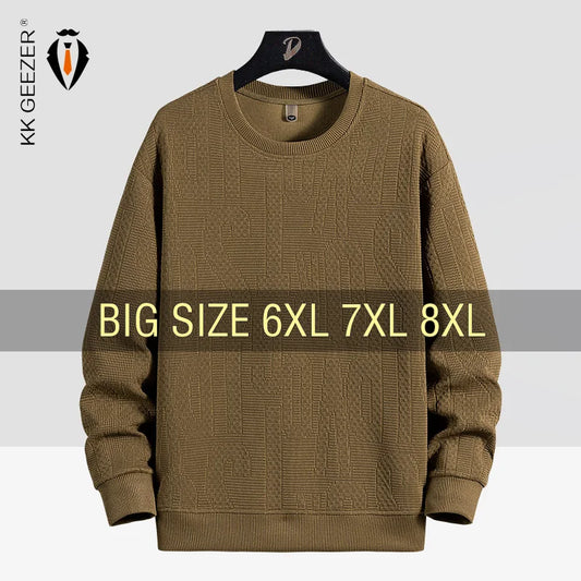 Men Sweatshirts Hoodies Oversized 6XL 7XL 8XL Plus Size Full Length O-Neck Pullovers Spring Autumn Streetwear Fashion Sportswear