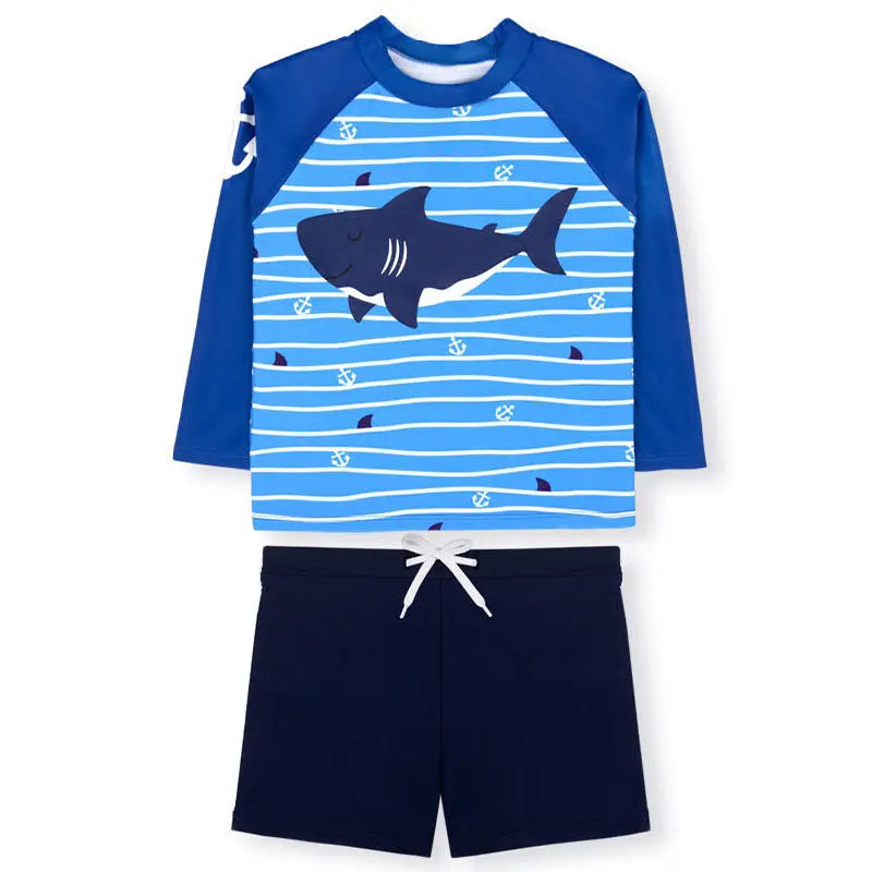 Big Boys  Swimwear Fashion Swimming Bathing Surfing  Swimsuit Set Tops+Pants NoCap 2Pcs Children Training Suit