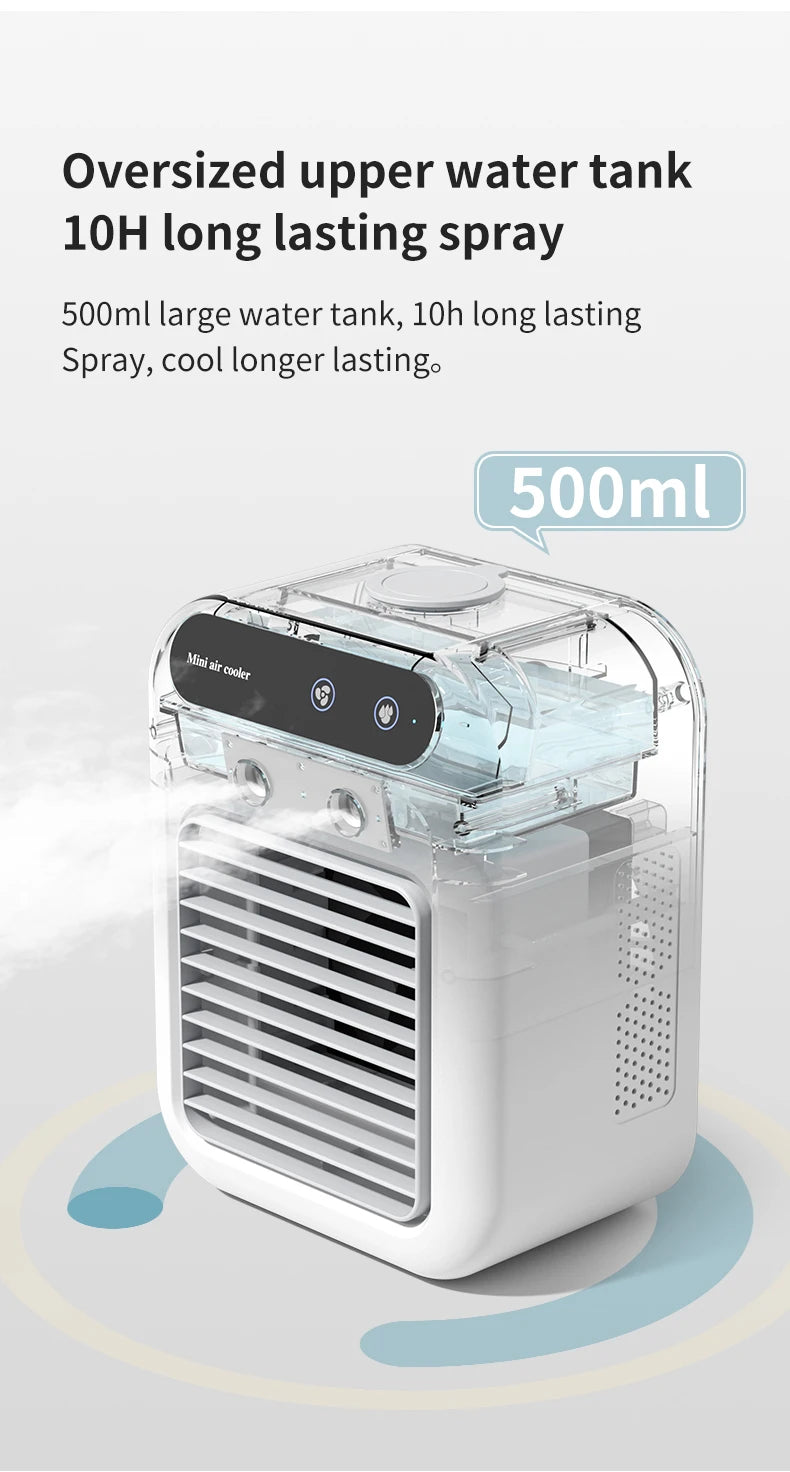 Desktop Air Cooler Personal Portable Fan with 2-Speeds Evaporative Air Cooler with 0.5L Water Tank Portable Cooler Fan for Home