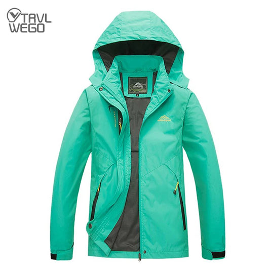 TRVLWEGO Women's Autumn Waterproof Rain Jacket Camping Lightweight Raincoat Hooded Hiking Jacket Softshell Windbreaker Coats