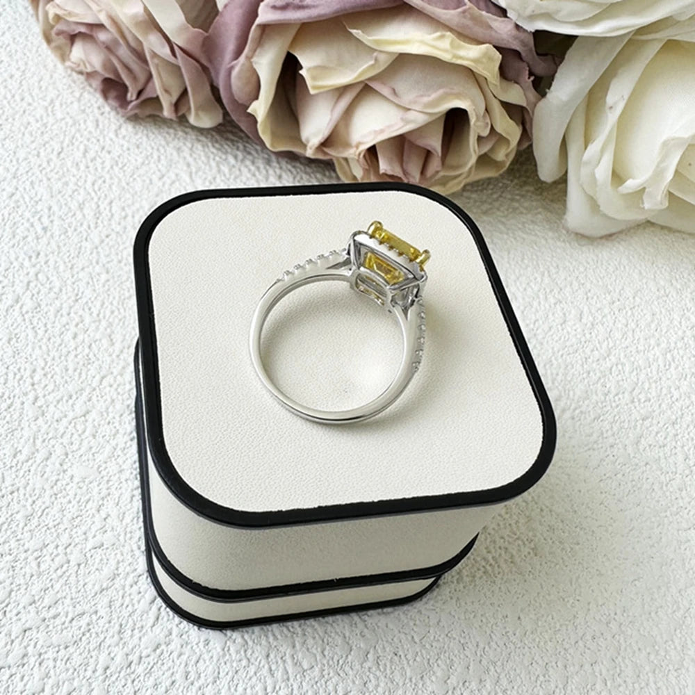 Wong Rain Classic 925 Sterling Silver 5.5CT Emerald Cut Citrine Pink Sapphire Gemstone Engagement Jewelry Wedding Women Ring
