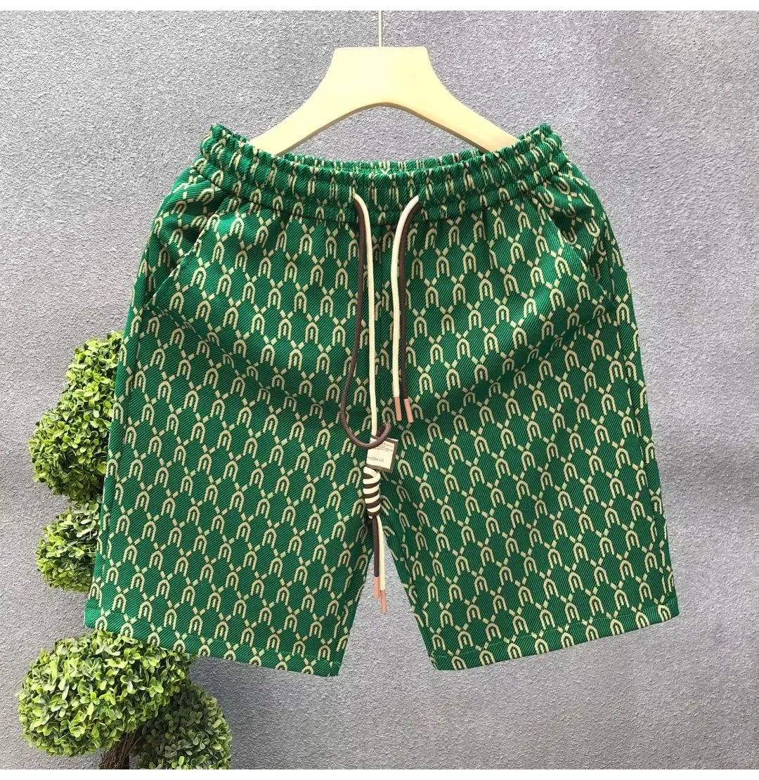 High Quality Men's Shorts Summer American Gym Shorts Fashion Green Short Pants Harajuku High Street Men's Clothing Streetwear