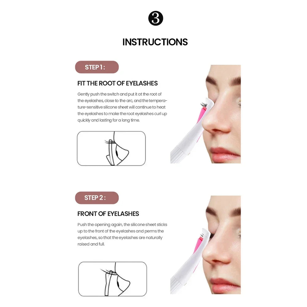 Portable Heated Eyelashes Curling Tool, Natural Fake Eye Lash, Beauty Supplies, USB, 3 Temperature Mode