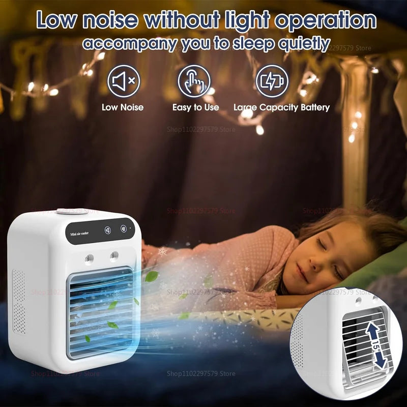 Desktop Air Cooler Personal Portable Fan with 2-Speeds Evaporative Air Cooler with 0.5L Water Tank Portable Cooler Fan for Home