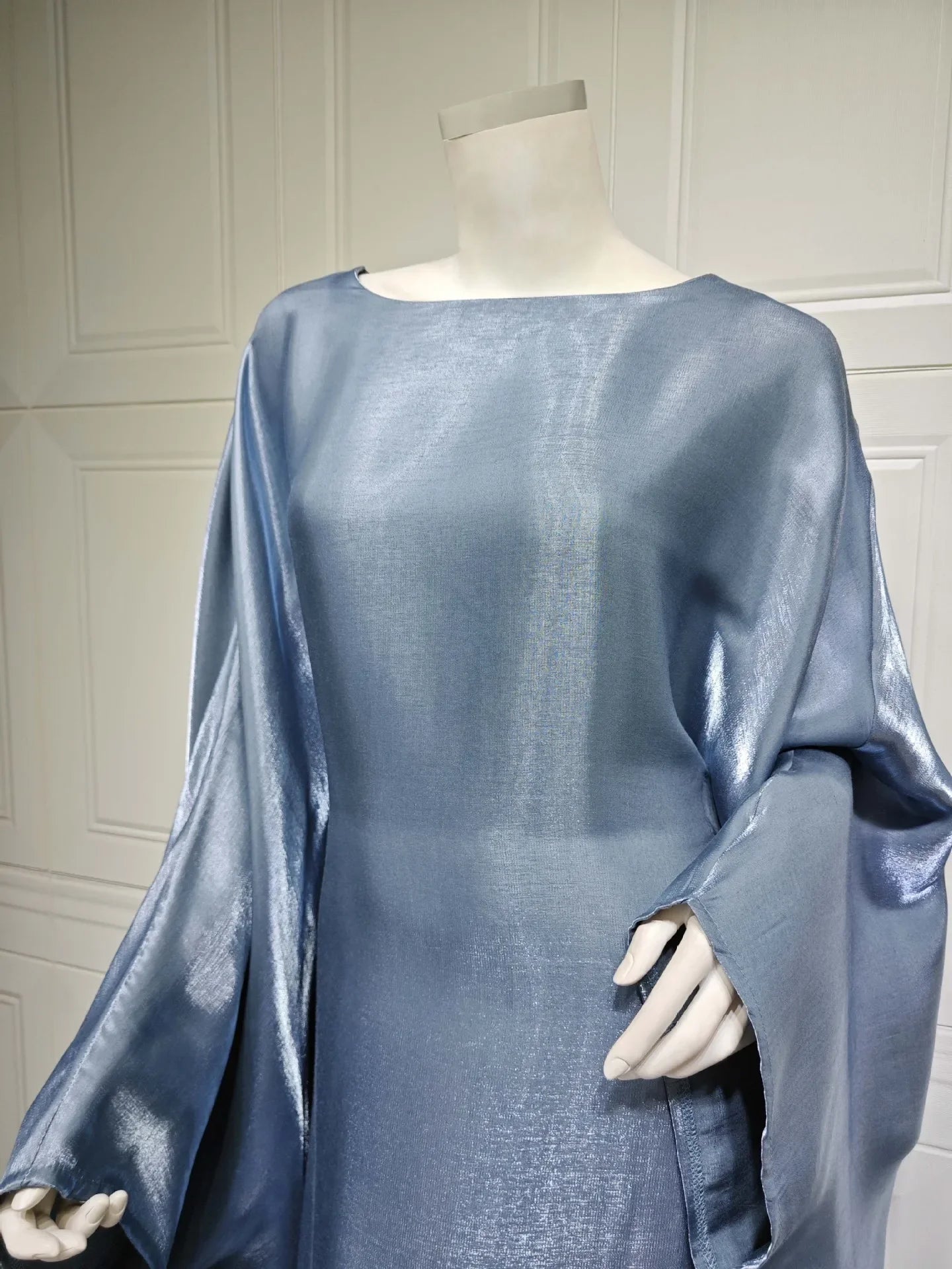2024 Muslim Dress Women Summer Fashion Muslim Long Sleeve Satin Plus Size Long Abaya Kaftan Abaya Dubai Abaya Muslim Clothes