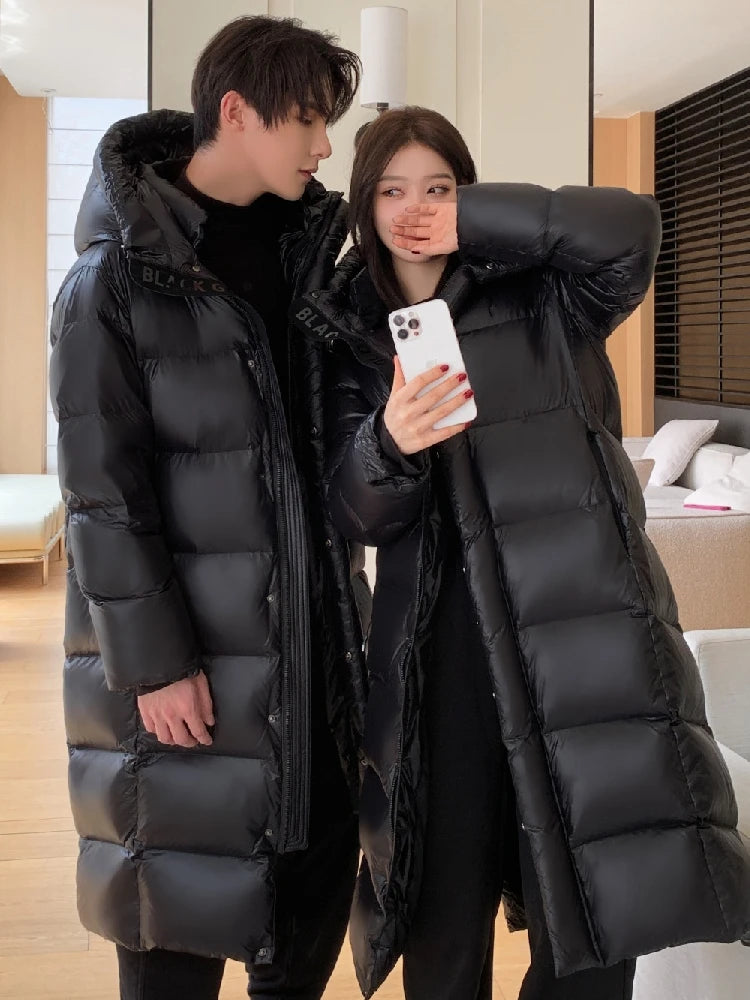 2023 New Arrivals Winter 90% White Goose Down Couple Hooded Coat Top Grade Men's Women Thick（Winter) Warm X-long Jackets
