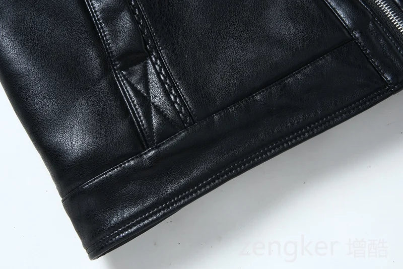 Large size men's PU leather jacket male tide winter extra large men loose man leather jacket fleece 7XL 6XL waterproof jacket