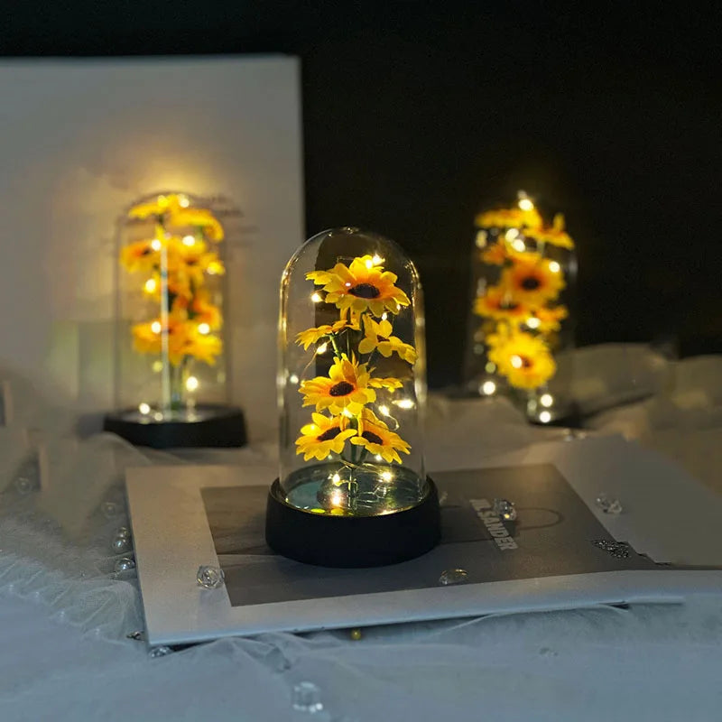 Artificial Sunflower Plastic Set Valentine's Day Mother's Day Eternal Flower Gift Birthday Gift Can Light Up