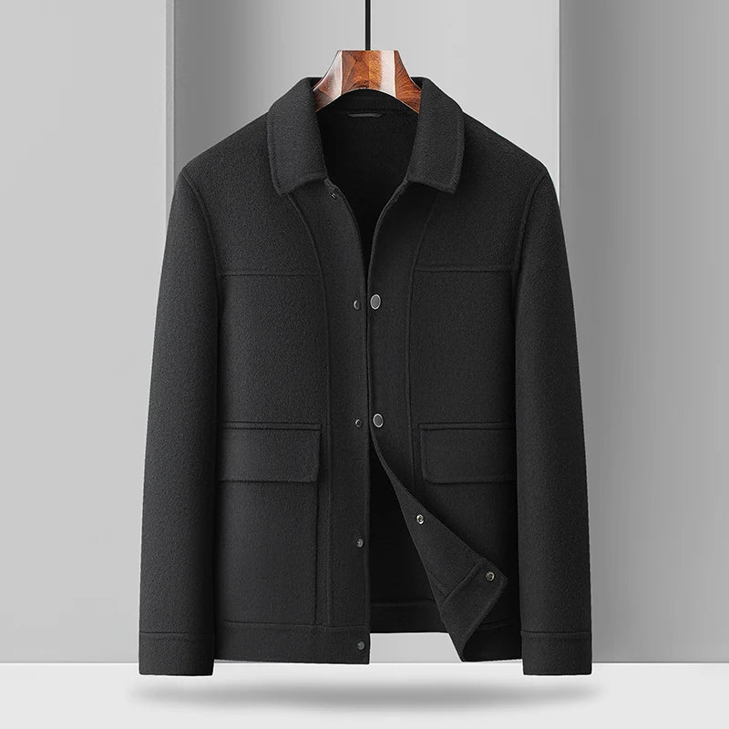 2024 Autumn/Winter New Double sided Woolen Coat High end Fabric Korean Edition Fashion Pure Handmade Woolen Coat Work Style