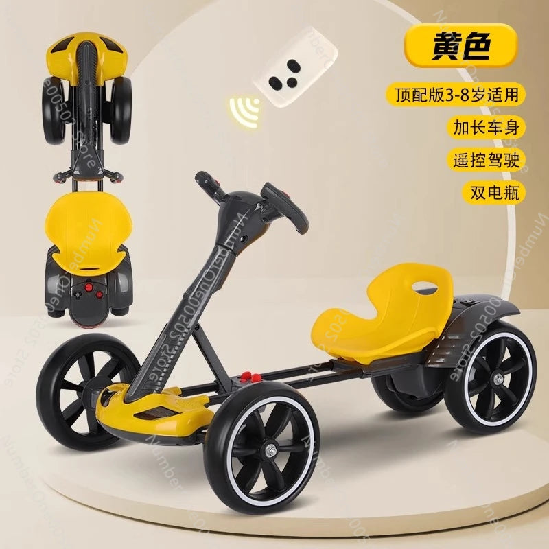 Children's electric kart electric four-wheeler foldable adults can sit in a portable children's car