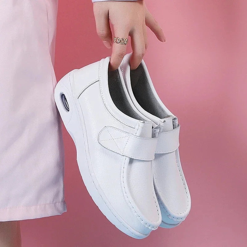 autumn and winter new fashion casual adult women's shoes Nurse shoes white flat leather fashion white  women shoes