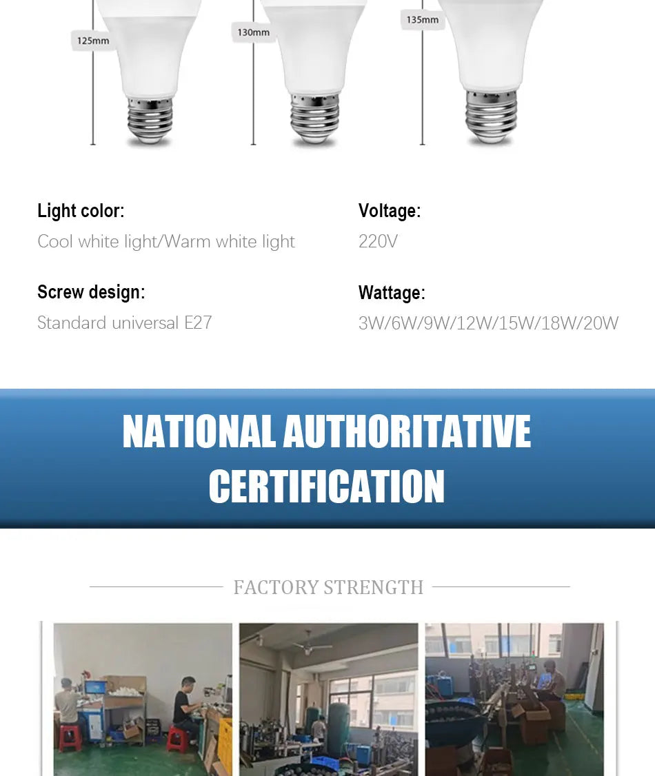 4PCS LED bulbs E27 AC220V indoor bulbs Cool white and Warm white power 20W 18W 15W 12W 9W 6W smd2835 Lampada Living LED Bombilla