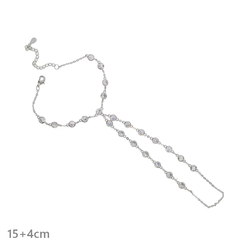New Iced Out Oval CZ Choker Bracelet Silver Color Bling Lariat Long Bar Round Stone Long Tassel Bangle Women Jewelry