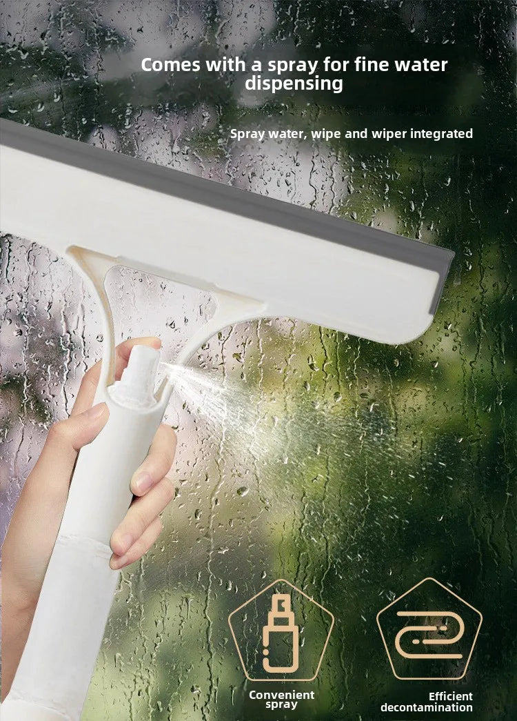 Three-in-one glass wiper with spray bottle, double-sided mirror, non-detachable wiper blade, baffle care set