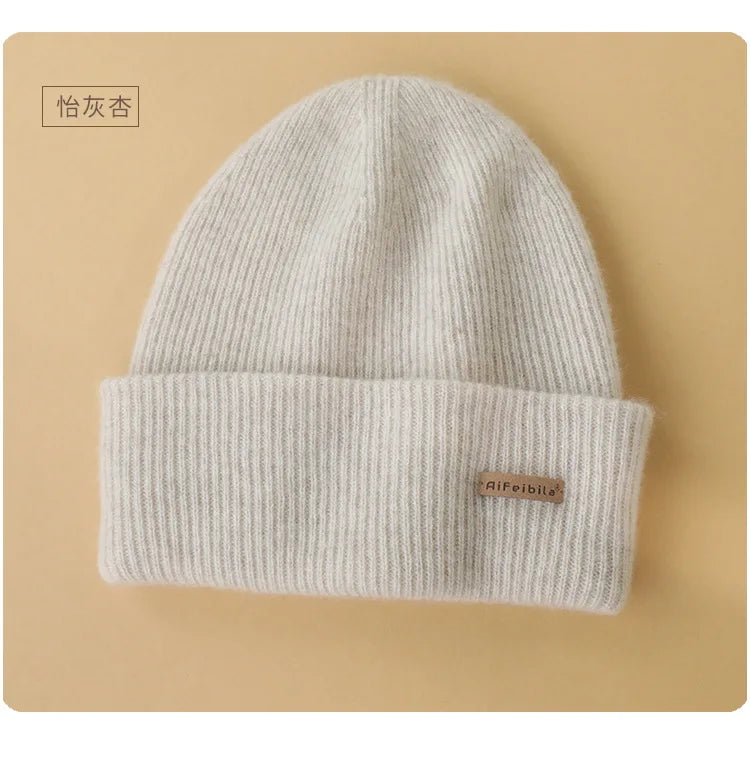 100% Merino Wool Double-Sided Beanie for Men Women Thick Soft Warm Winter Skull Caps Solid Color Knitted Beanies Hat