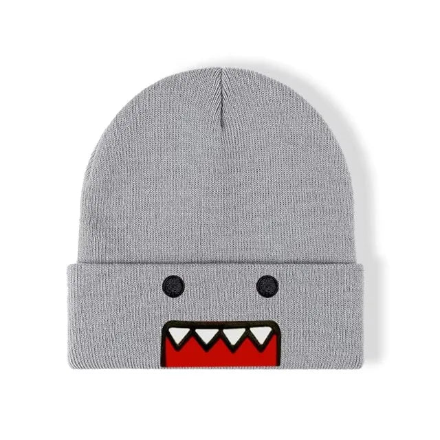Domo Kun Cartoon Embroidered Knitted Hat Autumn Winter Outdoor Warm Windproof Hip Hop Casual Trendy Style for Men Women