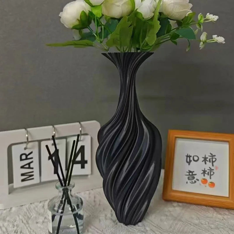 New Modern Style 3D Printed Flower Vase Swirl Pattern Aesthetic Floral Display for Living Room Desktop Decor