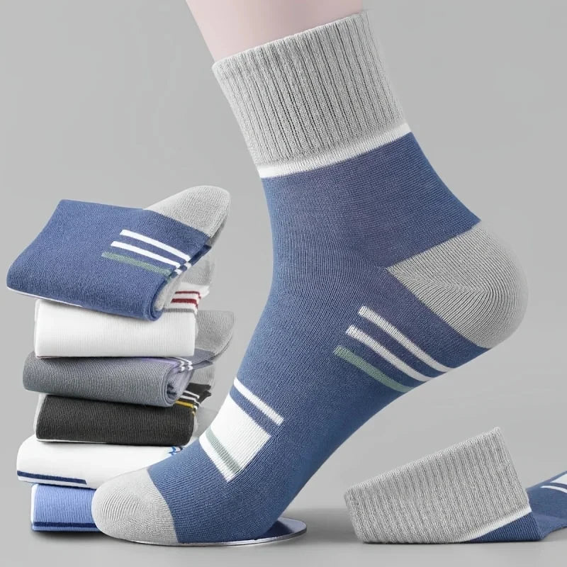 5pairs/set Men's Breathable Casual Sports Socks Quarter Socks For All Seasons