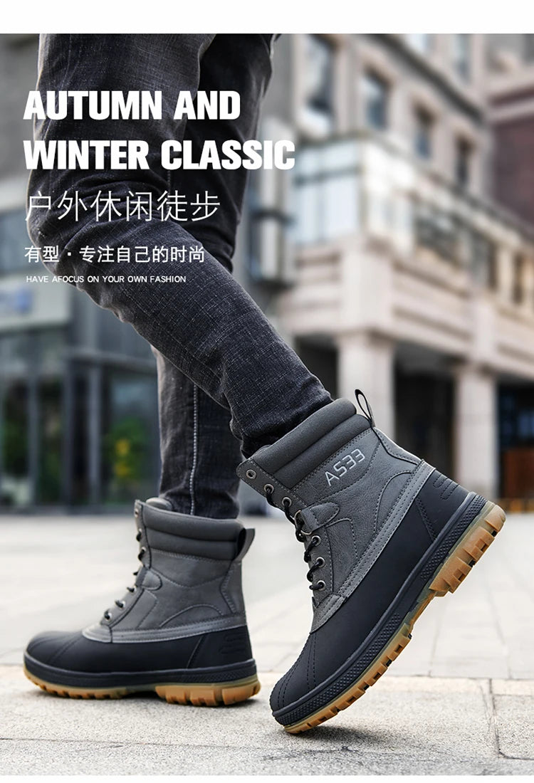 Plus Size 47 Outdoor Men Boots Winter Snow Boots for Men Training Work Boots Waterproof Slip-Resistant Keep Warm Winter Shoes
