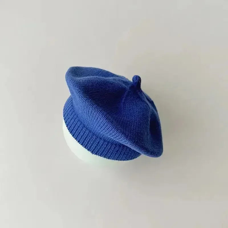 Candy Color Baby Beret Hat for Girls Autumn Winter Knitted Hat Sweet Infant Beanie Cap Fashion Kids Accessories 1-4 Years Old