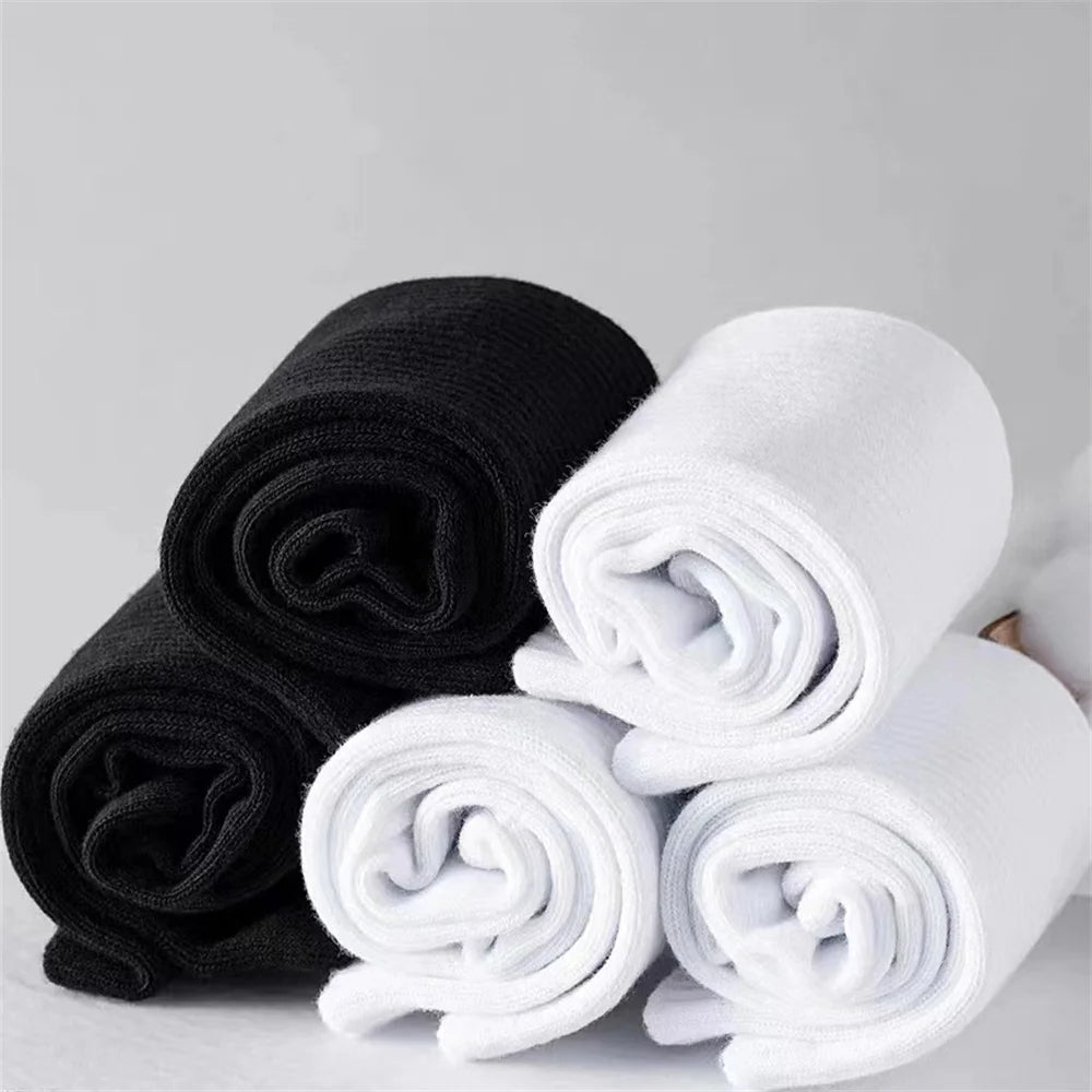10 Pairs Classic Black White 95% Cotton Men's Short Socks Summer Thin Low Tube Socks Anti Odor Women's Ankel Sox EU 37-42