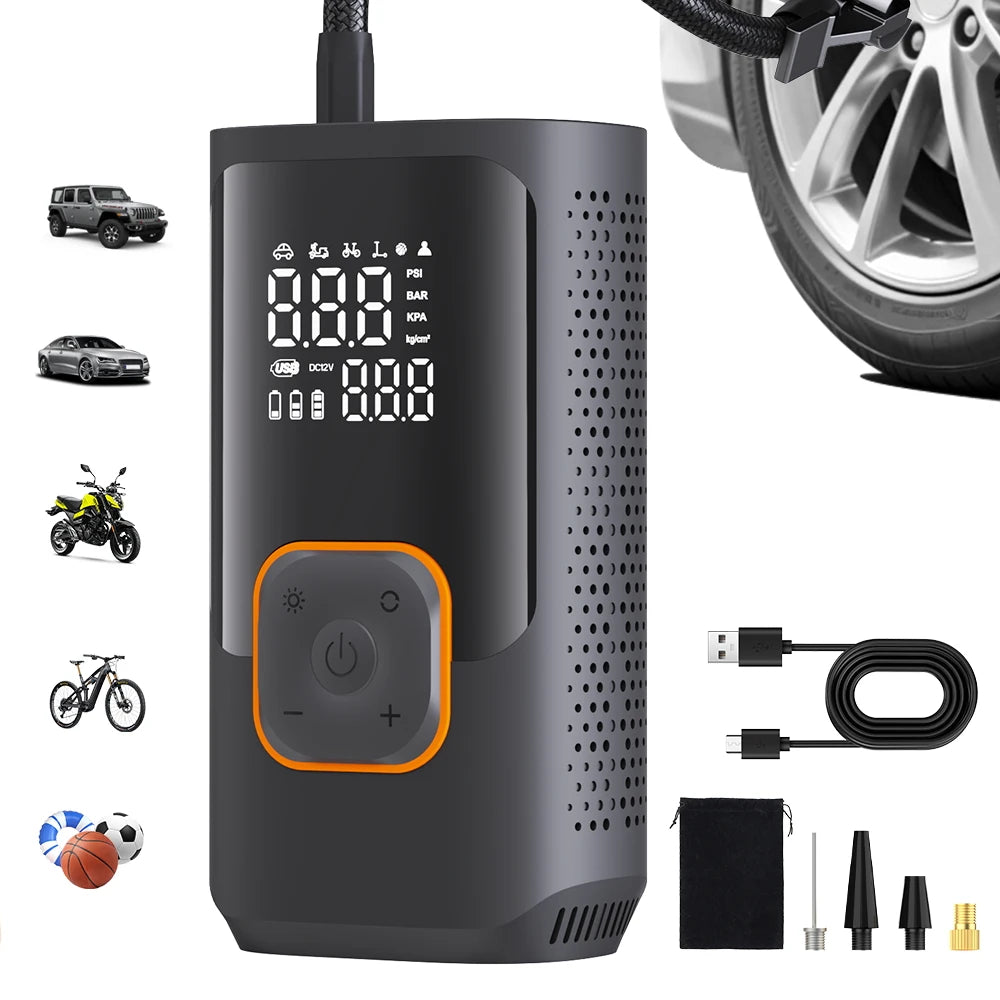 Car Inflator Compressor Pump With LED Lamp For Car Motorcycle Bicycle Tyre Balls Wireless Electric Car Air Tire Pump