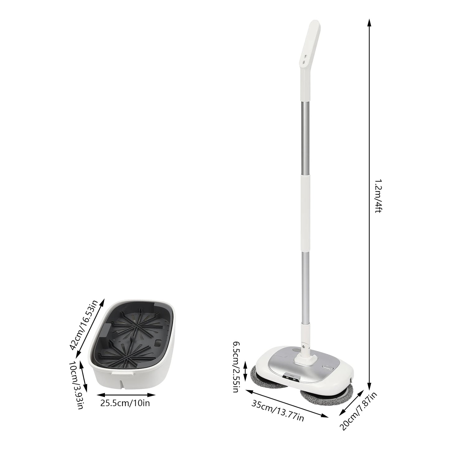 Cordless Electric Spin Mop and Bucket Set Mops Floor Cleaning Tools 150RPM Spin Mop with 400ML Water Tank for Door Windows Floor