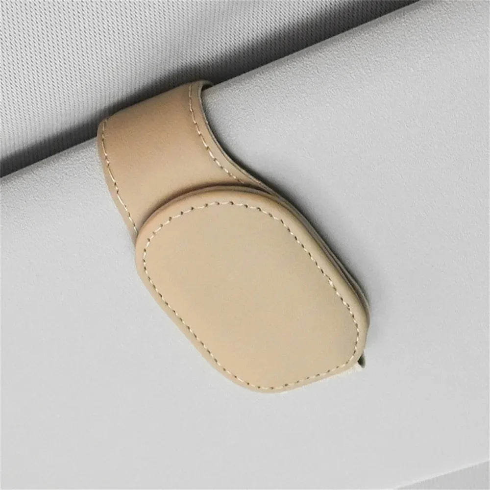 Magnetic Leather Eyeglass Clip Auto Sun Visor Glasses Storage Sunglasses Card Ticket Holder Stand Car Interior Accessories