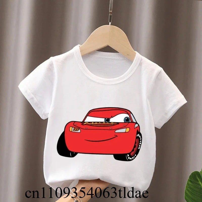 Hot Sale Car Pixar Lightning McQueen Print Cute Kids T-Shirts Girls Clothes Baby Boys Short Sleeve T Shirt Summer Children Tops