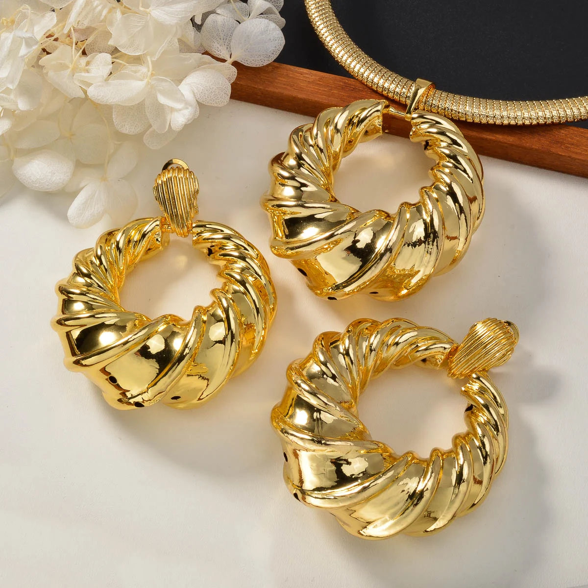 2pcs Men's Women's Jewelry Set Geometric Spiral Pattern Collar Pendant Earrings Hip Hop Punk Party Banquet Accessories Gifts