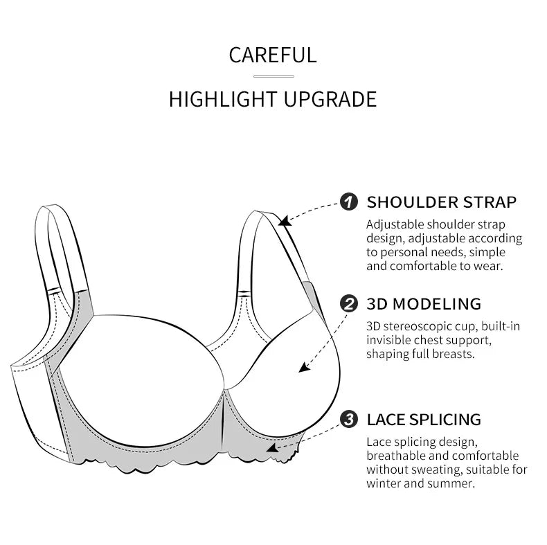Plus Size Lingerie for Large Busts  Minimizing Anti-Sag Gathering Breathable Underwired Big Cup Size B C D E F 38 40 42 44 46 48