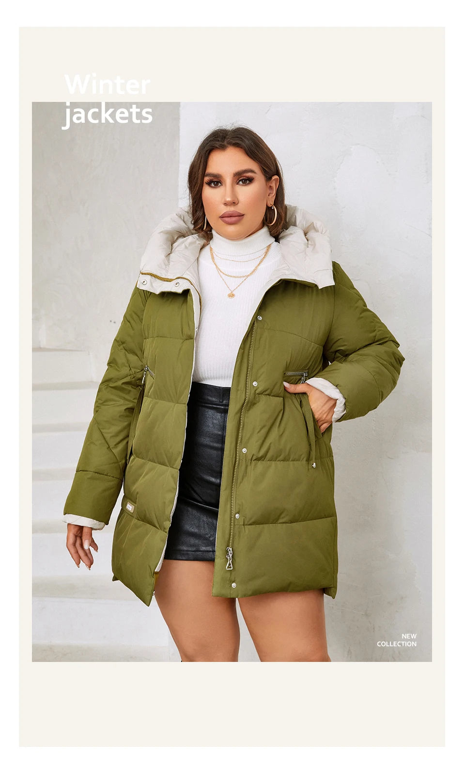 HaiLuoZi 2023 New Plus Size Women Winter Jacket XL-6XL Thick Female Outwear Slant Pockets High-quality Quilted Women's Coat 1115