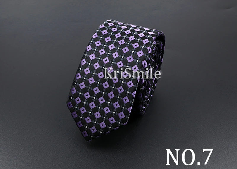 Mens 5cm Slim Tie Striped Plaid Red Black Narrow Necktie For Wedding Party Business Men Formal Suit Shirt Cravats Accessory Gift