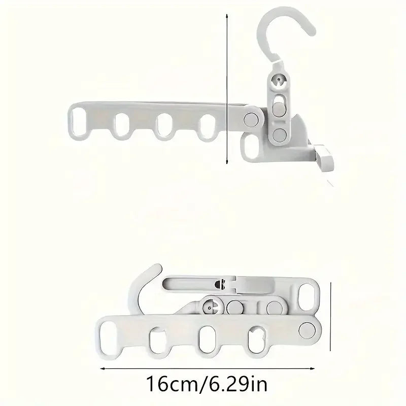 Foldable 5-Hole Clothes Hanger - Ergonomic Hooks, Space-Saving Durable Plastic for Travel, Hotels, Dorms, Multihook & Compact