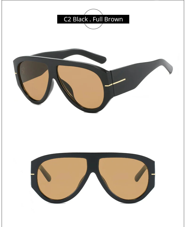 2025 Oversized Pilot Sunglasses for Women Men UV Protection Stylish Eyewear Thick Frame Unique Luxury Designer Sun Glasses Shade