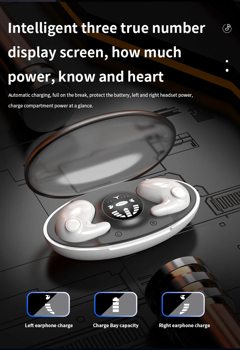 Sleep Invisible Stereo Headset IPX5 Waterproof Wireless Bluetooth Earphone Earbuds with Mic for Phone Bluetooth 5.3 Headphones