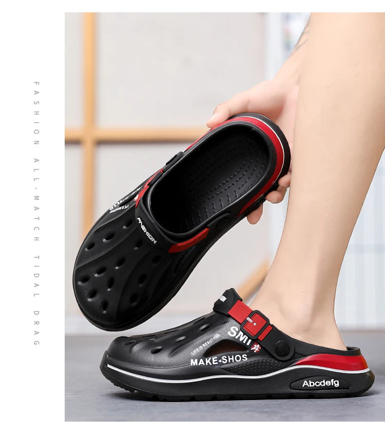 Summer Men Clogs Non-slip Thick-soled Casual Shoes Outerwear Beach Soft-soled Baotou Slippers Men's Slippers Sandals