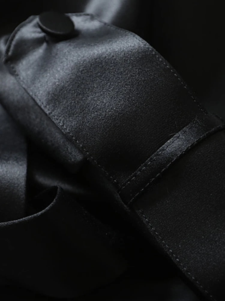 Lautaro Spring Autumn Long Soft Luxury Elegant Flowy Satin Acetate Trench Coat for Women High Quality Chic British Fashion 2022