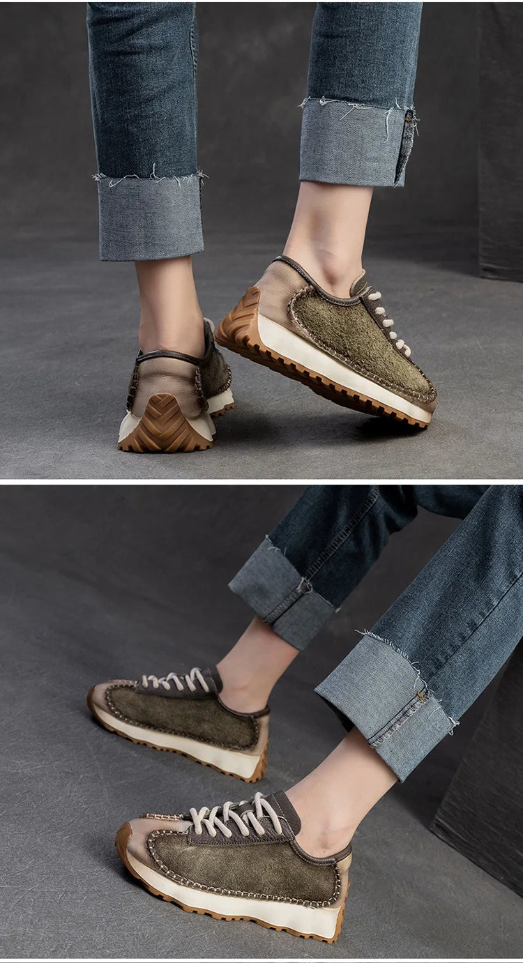 Koznoy 3cm Suede Cow Genuine Leather Mixed Color Preppy Girl Vulcanize Platform Wedge Summer Ladies Spring Autumn Comfy Fashion