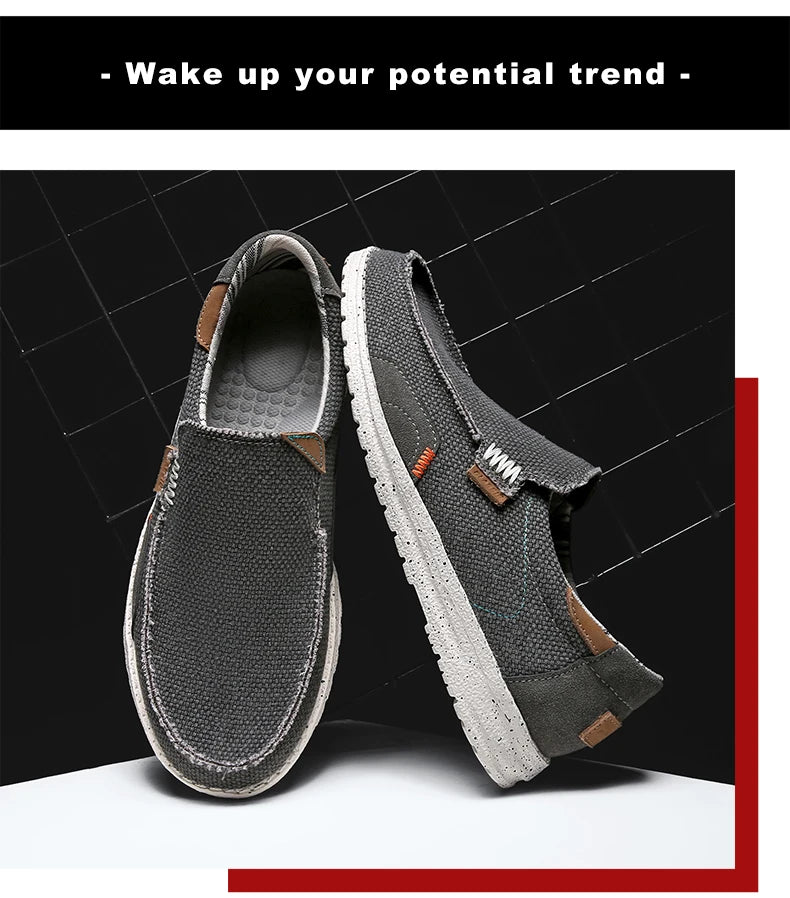 Men Canvas Shoes Slip On Loafers Summer Breathable Sneakers Men Comfty Casual Men Shoes Lightweight Flats Men Walking Zapatos