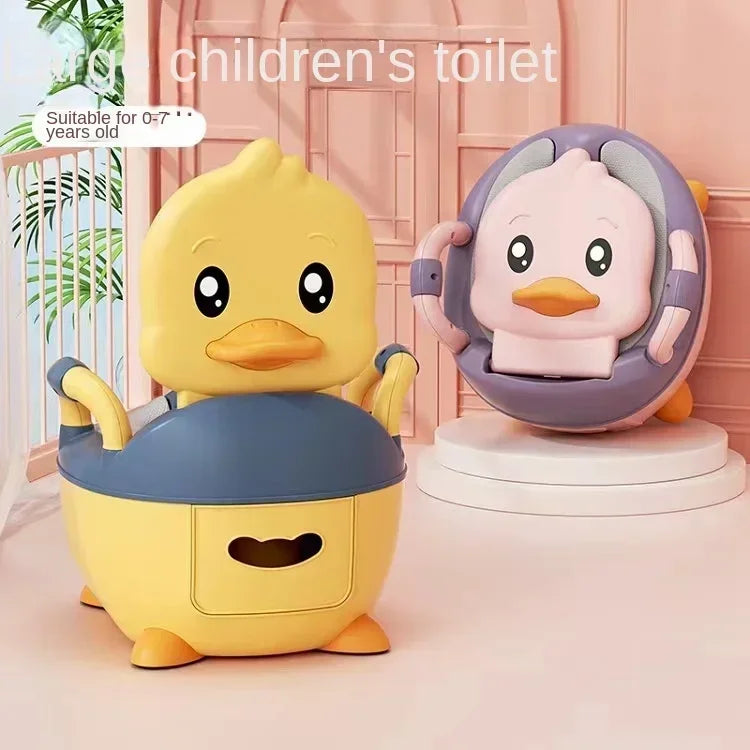 Potty Training Toilet for Kids Household Cute Cartoon Duck Soft Hard Cushion Clamshell Waist Guard Toilet Baby Toilet Supplies