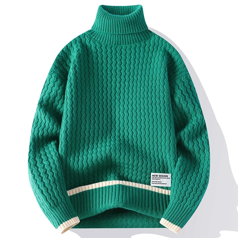 2024 Autumn Men's wool pullovers Men's Solid color high collar Sweater  mens thicken Warm Men Knitted Sweater full size M-4XL