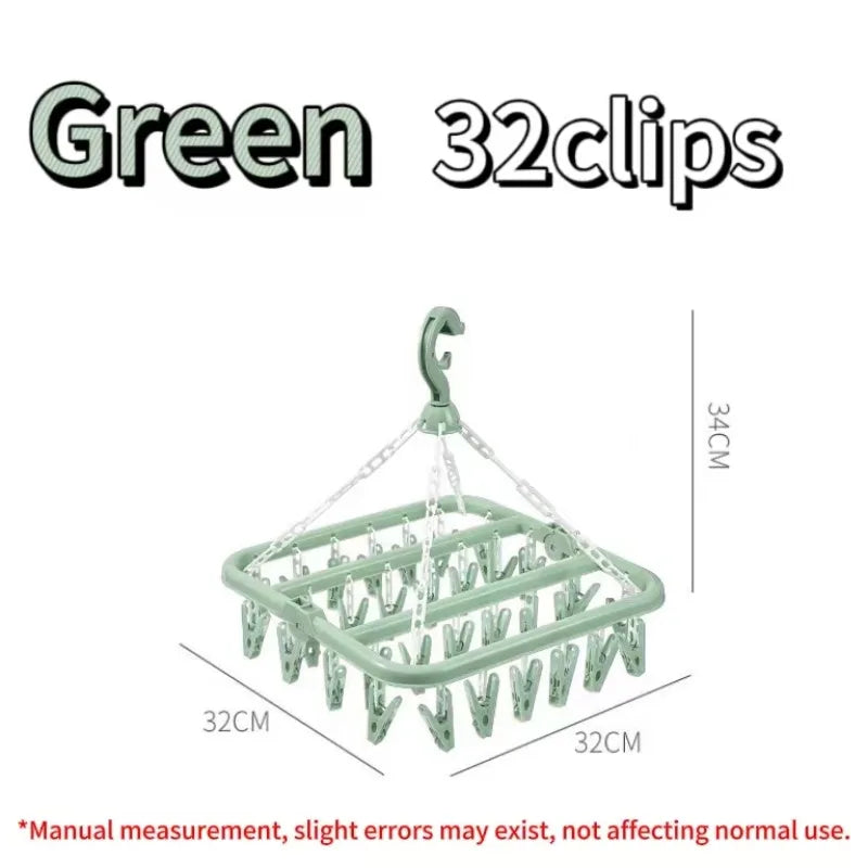 Clothes Drying Hanger with 32 Clips and Drip Foldable Hanging Rack  Laundry Clothes Hanger for Drying Socks Lingerie underwear