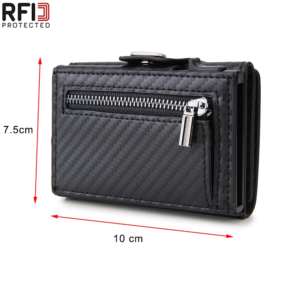 Rfid Carbon Fiber Card Holder Men Wallets Slim Thin Coin Pocket ID Bank Credit Cardholder Case Aluminum Minimalist Smart Wallet