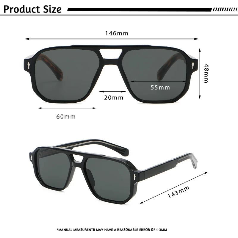 CATERSIDE Retro Punk Sunglasses Men Vintage Flat Top Double Bridges High Quality Sun Glasses Women Travel Party Festival Eyewear