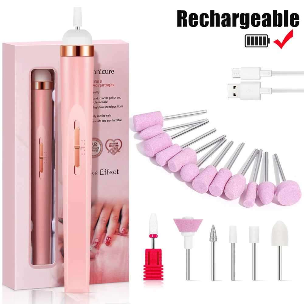 LULAA Electric Nail Drill Kit Rechargeable Cordless Manicure Kit Portable Nail Grinding Polisher for Trim Nails Exfoliating