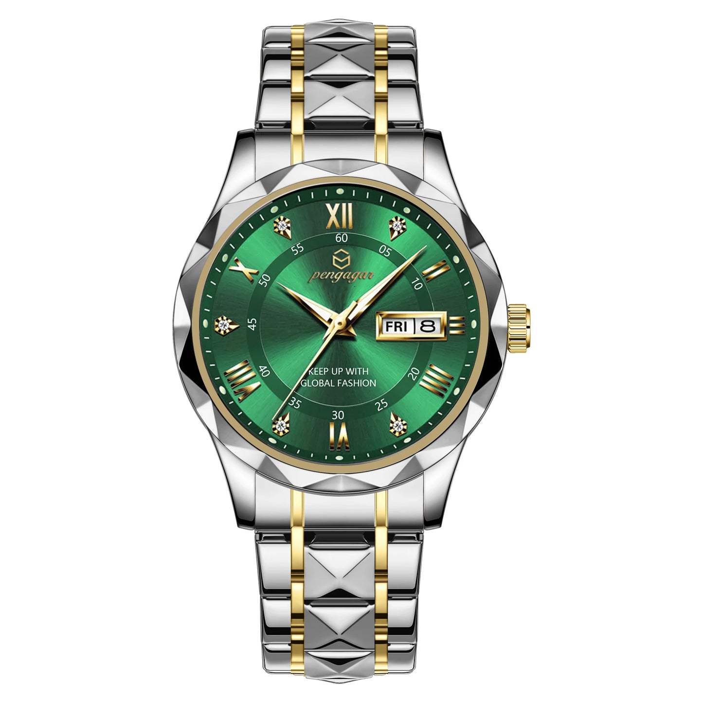 PENGAGAR Luxury Square Sport Man Wristwatch Waterproof Luminous Chronograph Quartz Men's Watches Stainless Steel Men Watch Reloj