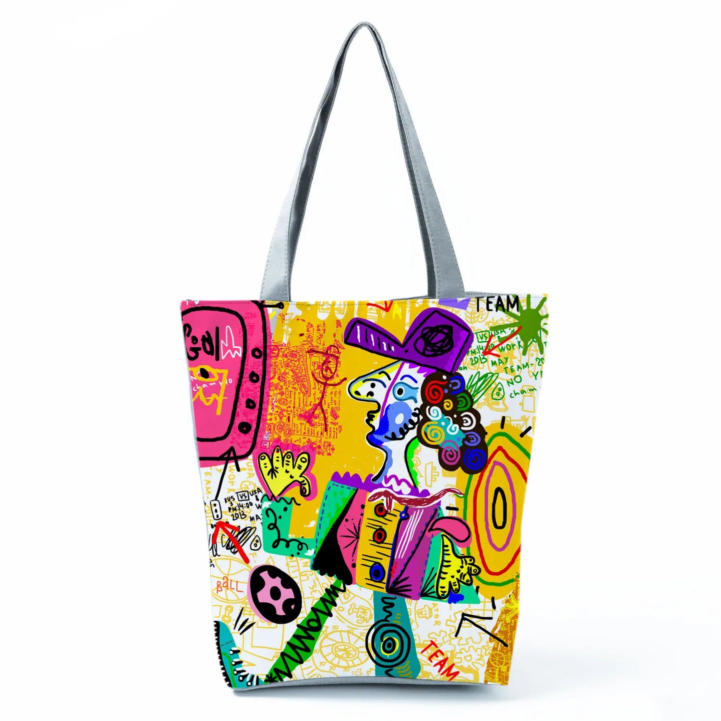 Golden Afro Woman Printed Handbags Pretty Fashion Shoulder Bag Eco Portable Shopping Bag High Capacity Beach Bag Practical Tote