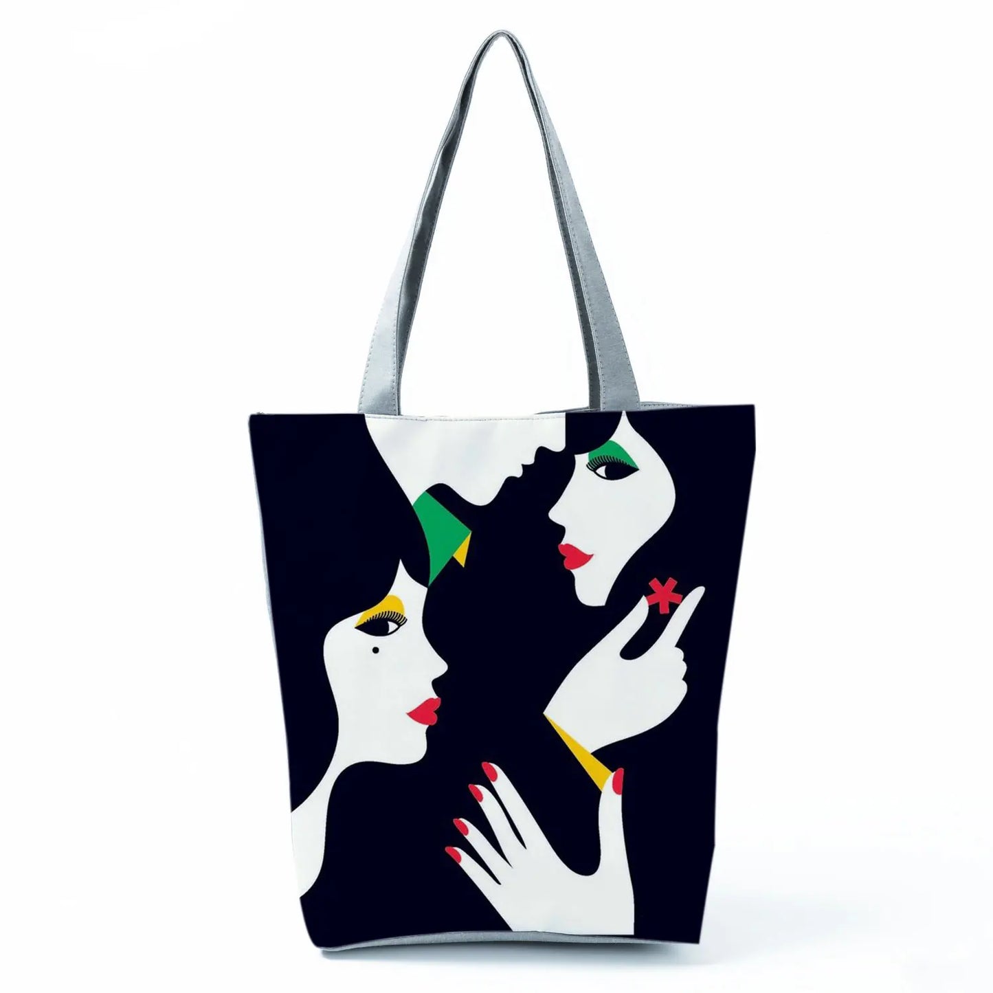 Golden Afro Woman Printed Handbags Pretty Fashion Shoulder Bag Eco Portable Shopping Bag High Capacity Beach Bag Practical Tote