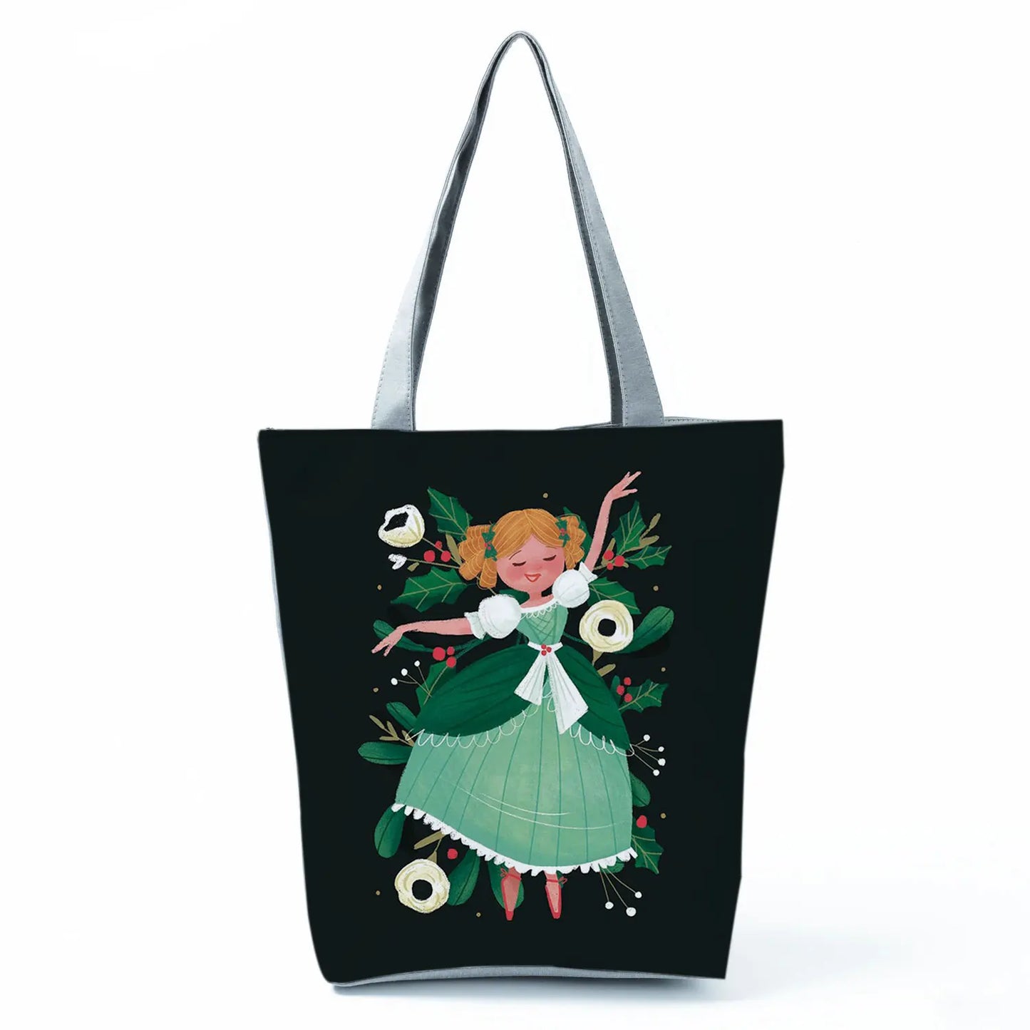 Golden Afro Woman Printed Handbags Pretty Fashion Shoulder Bag Eco Portable Shopping Bag High Capacity Beach Bag Practical Tote